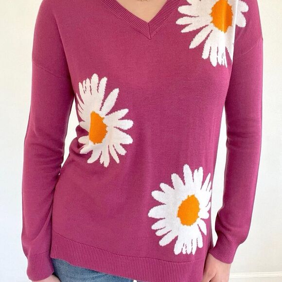 NWT Laurie Felt LA Cashmere Blend Daisy Sweater In Purple Plus Size 3X - Picture 8 of 8